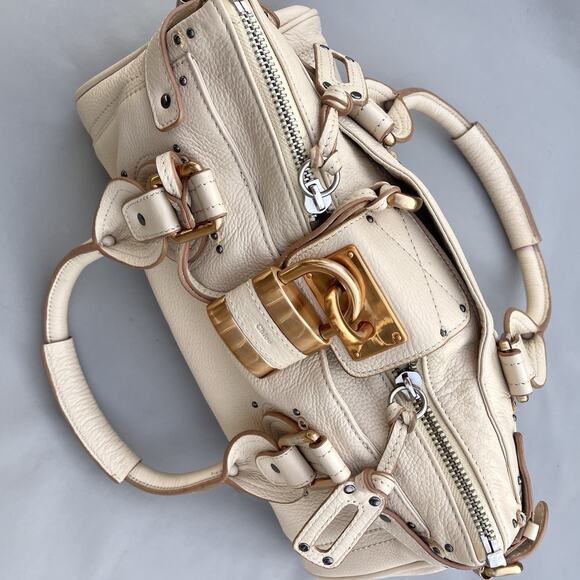 Chloe Chloé Paddington Leather Bag Medium In Ivory Leather Rose Gold Hardware - Picture 11 of 16